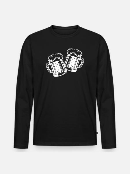 Bierglas Bier Anstossen - Männer Premium Bio Langarmshirt - Schwarz