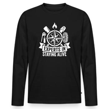 Experts pour la boussole de survie - T-shirt manches longues Premium bio Homme - noir - Devant - Nico (187cm)