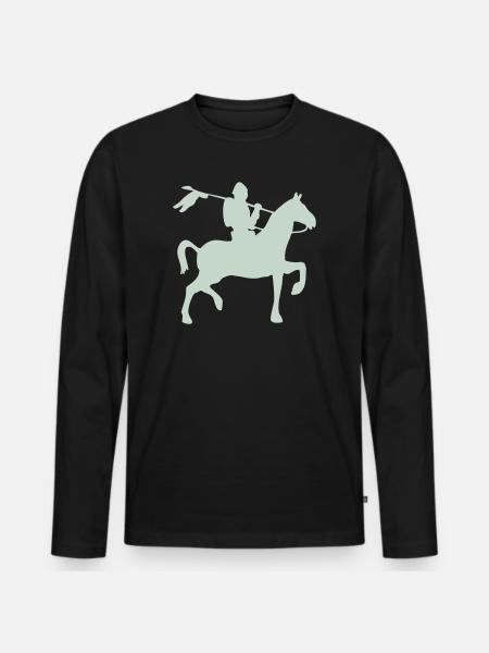 Chevalier guerrier à cheval - T-shirt manches longues Premium bio Homme - noir