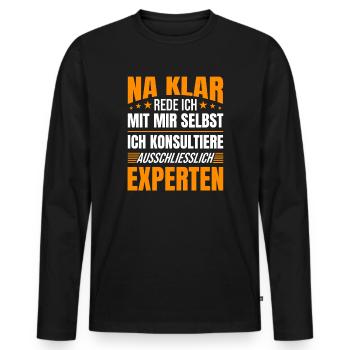 Auto-discussion en disant l’opinion d’expert - T-shirt manches longues Premium bio Homme - noir - Devant - Nico (187cm)