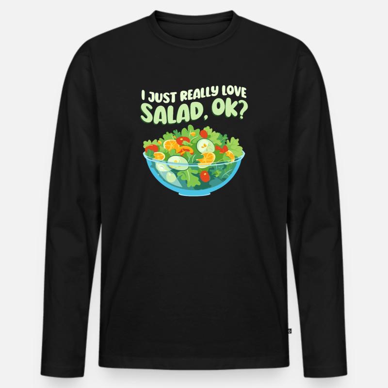 Ich Liebe Salat - Männer Premium Bio Langarmshirt - Schwarz