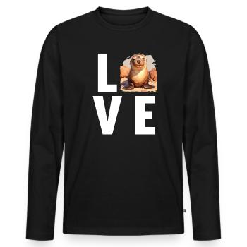 Sea Lions Sea Lion - Men's Premium Organic Long Sleeve Shirt - black - Front - Nico (187cm)