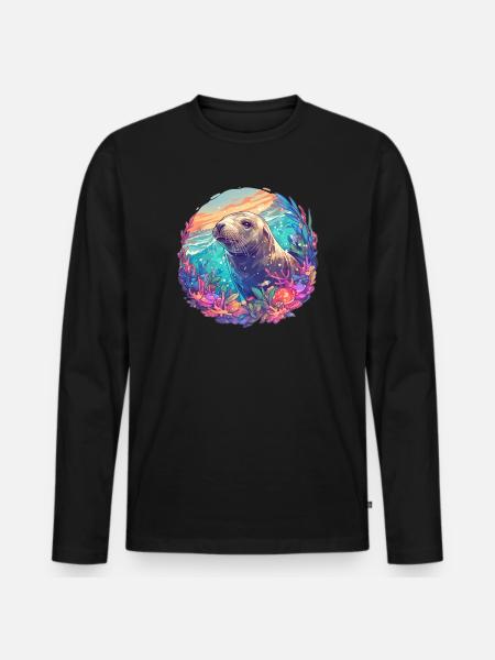 Seelöwen Seelöwe - Männer Premium Bio Langarmshirt - Schwarz