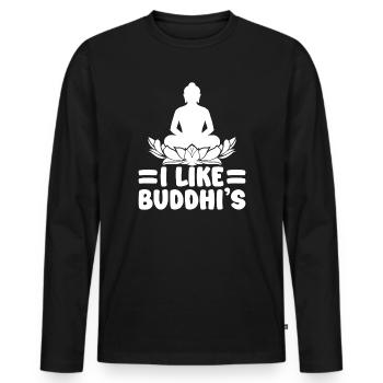 Pilates Enthusiasts I Like Buddhi ́s Pilates - Men's Premium Organic Long Sleeve Shirt - black - Front - Nico (187cm)