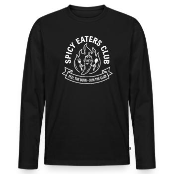 Club des Mangeurs Épicés : Chili Flamme - T-shirt manches longues Premium bio Homme - noir - Devant - Nico (187cm)