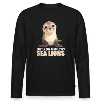 Sea Lions Sea Lion - Men's Premium Organic Long Sleeve Shirt - black - Front - Nico (187cm)