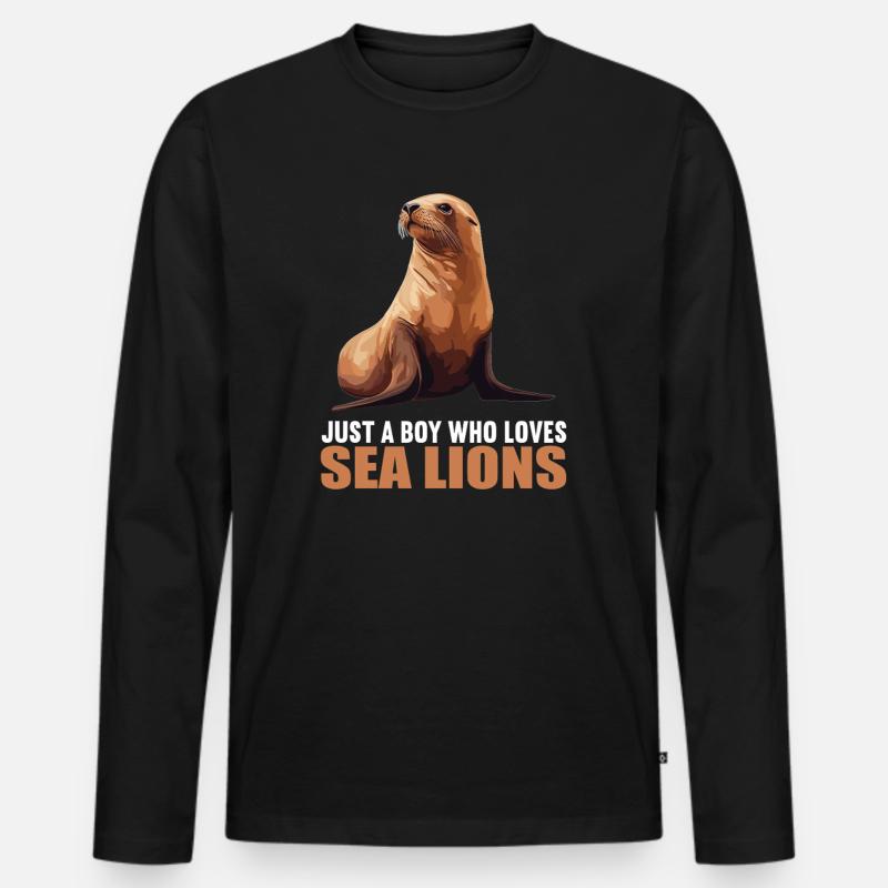 Seelöwen Seelöwe - Männer Premium Bio Langarmshirt - Schwarz