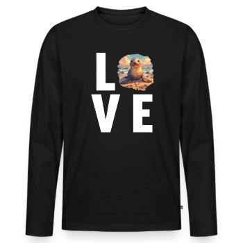 Sea Lions Sea Lion - Men's Premium Organic Long Sleeve Shirt - black - Front - Nico (187cm)