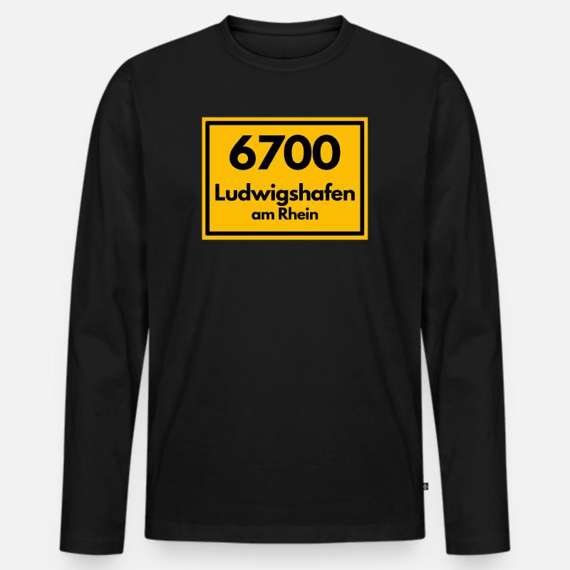 OLD POSTCODE POSTCODE RETRO 6700 LUDWIGSHAFEN - Men's Premium Organic Long Sleeve Shirt - black