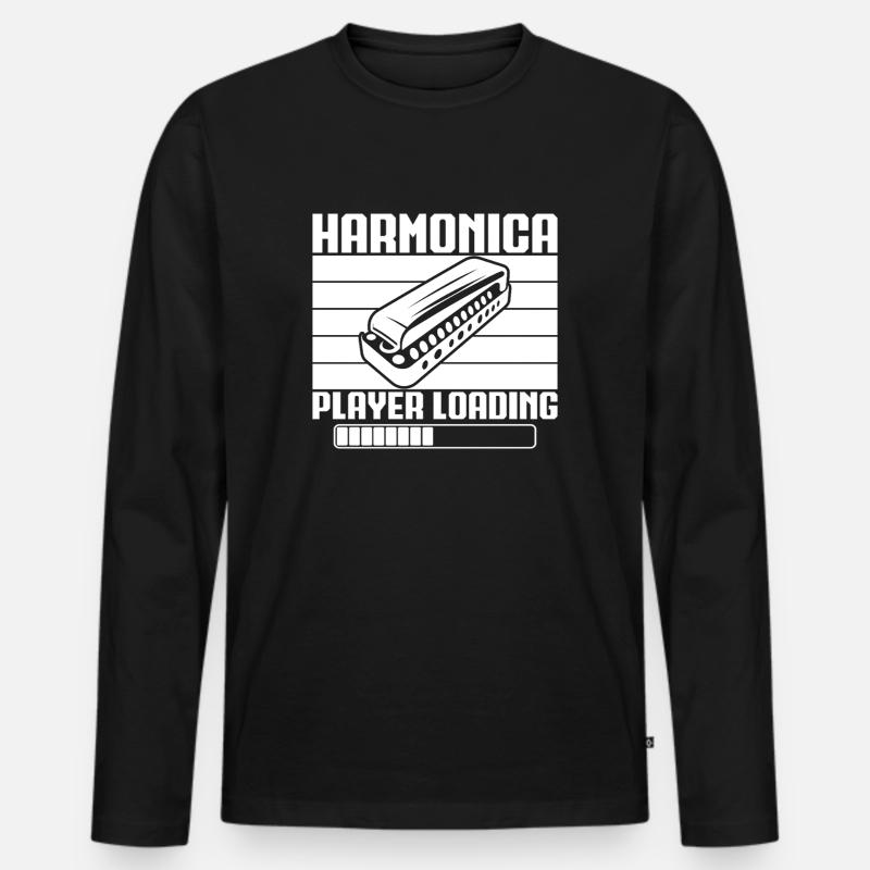 Harmonica Musican Player Loading Harmonica - Men's Premium Organic Long Sleeve Shirt - black