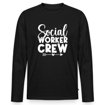 Social Worker Quote Crew Social Work - Männer Premium Bio Langarmshirt - Schwarz - Vorne - Nico (187cm)