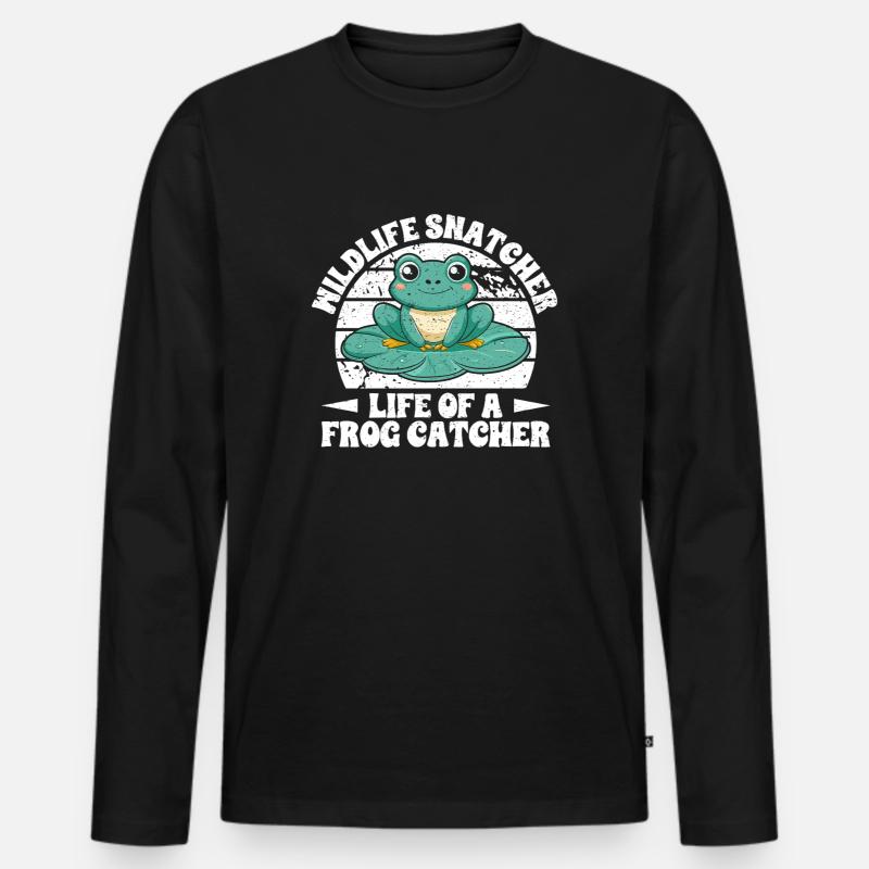 Frog Catcher Mildlife Snatcher Frog - Männer Premium Bio Langarmshirt - Schwarz