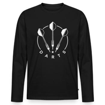 Darts Logo und Dartpfeile - Männer Premium Bio Langarmshirt - Schwarz - Vorne - Nico (187cm)