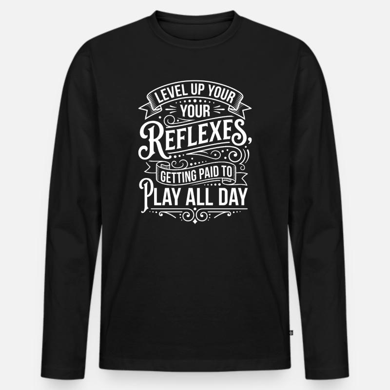 Level Up Your Reflexes Tee - Männer Premium Bio Langarmshirt - Schwarz