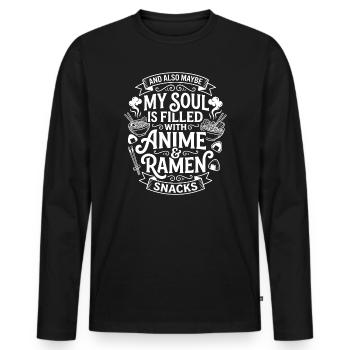 Anime & Ramen Snack Soul - Men's Premium Organic Long Sleeve Shirt - black - Front - Nico (187cm)