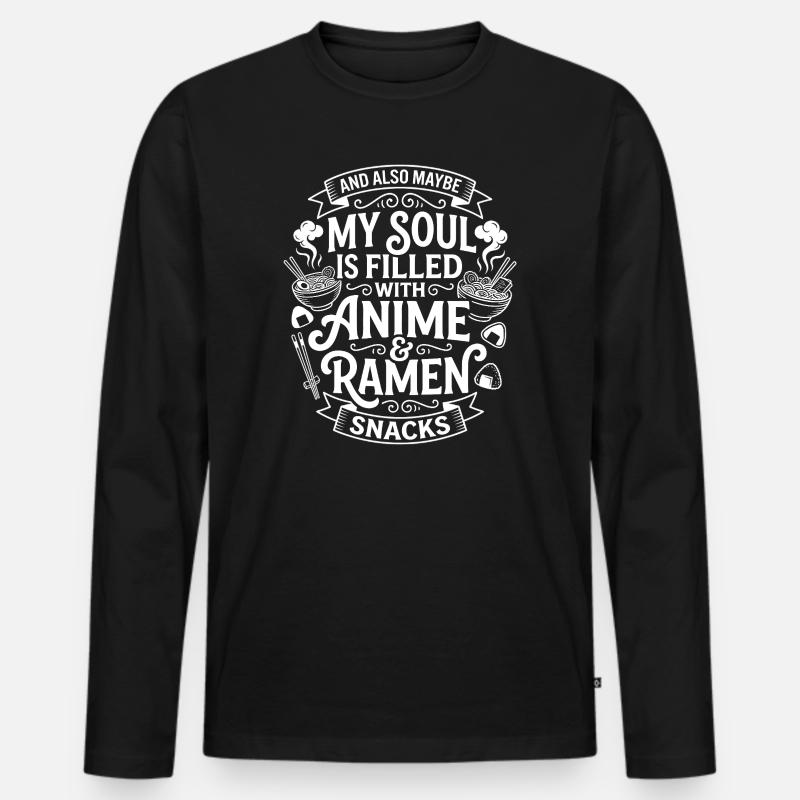 Anime & Ramen Snack Seele - Männer Premium Bio Langarmshirt - Schwarz