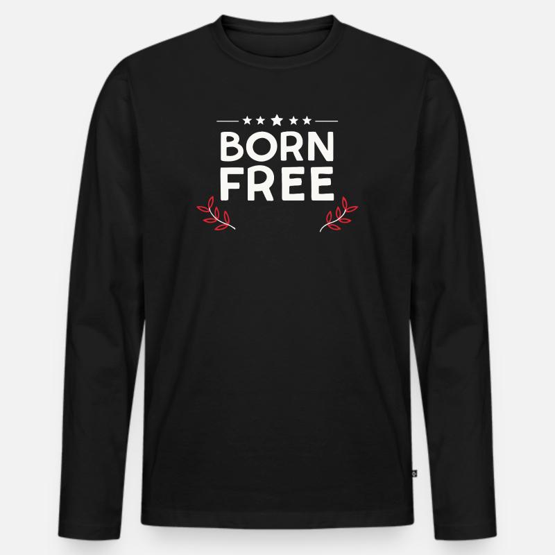 Born Free - Männer Premium Bio Langarmshirt - Schwarz