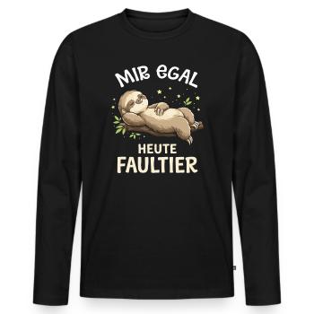 Mir egal – Heute Faultier - Männer Premium Bio Langarmshirt - Schwarz - Vorne - Nico (187cm)