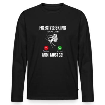 Appel au ski acrobatique - T-shirt manches longues Premium bio Homme - noir - Devant - Nico (187cm)