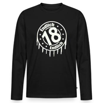 Endlich 18 - Männer Premium Bio Langarmshirt - Schwarz - Vorne - Nico (187cm)