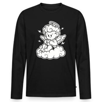 Rage Gaming Cherub – Angry Angel Gambles - Men's Premium Organic Long Sleeve Shirt - black - Front - Nico (187cm)