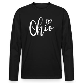 Ohio Heart Women’s Love Ohio - T-shirt manches longues Premium bio Homme - noir - Devant - Nico (187cm)