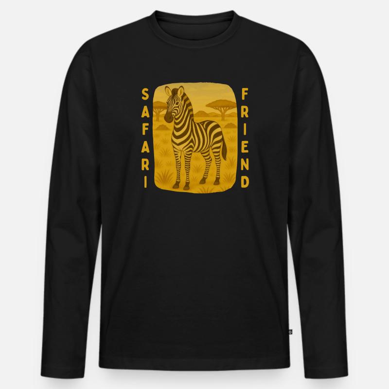 Zebra auf Safari - Männer Premium Bio Langarmshirt - Schwarz