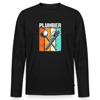 Plumber Plumber - Men's Premium Organic Long Sleeve Shirt - black - Front - Nico (187cm)