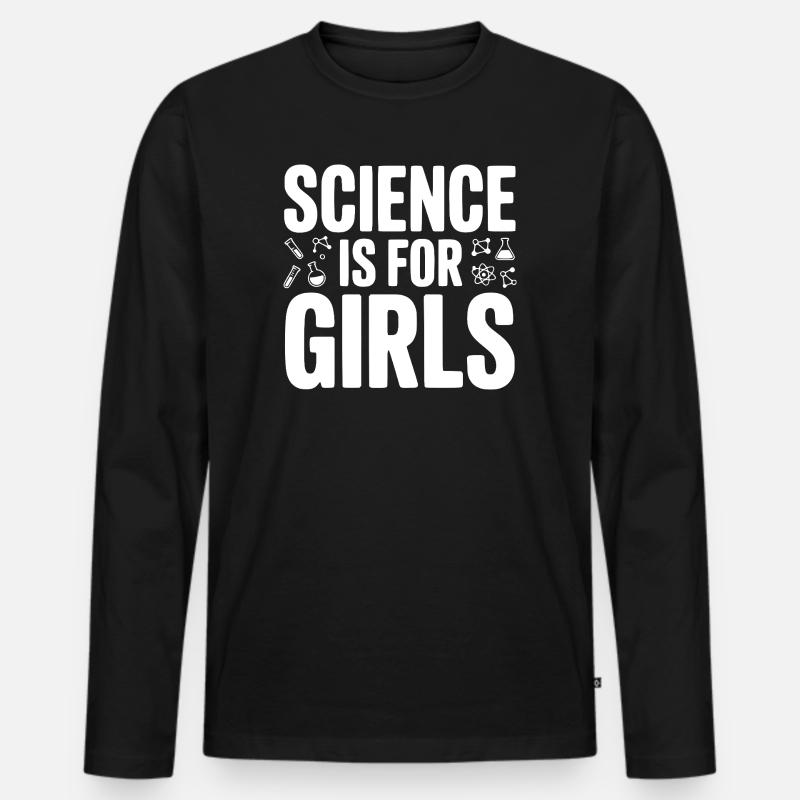 Wissenschaft ist für Mädchen - Männer Premium Bio Langarmshirt - Schwarz