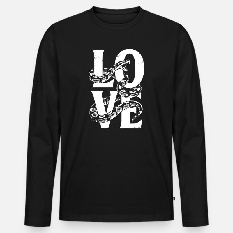 Königspython Schlangen LOVE Terrarium Python - Männer Premium Bio Langarmshirt - Schwarz