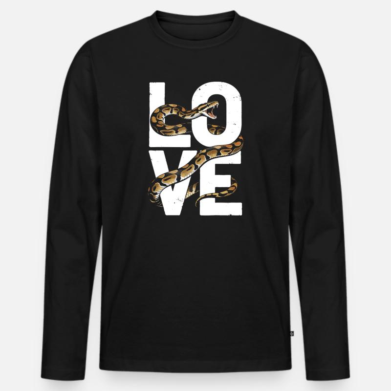 Königspython Schlangen LOVE Terrarium Python - Männer Premium Bio Langarmshirt - Schwarz