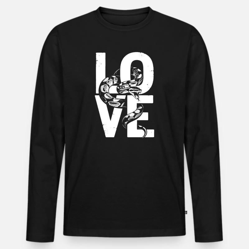 Königspython Schlangen LOVE Terrarium Python - Männer Premium Bio Langarmshirt - Schwarz