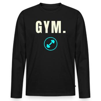 GYM. Success Edition - Minimalistisches Design - Männer Premium Bio Langarmshirt - Schwarz - Vorne - Nico (187cm)