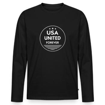 USA United Forever Emblem - T-shirt manches longues Premium bio Homme - noir - Devant - Nico (187cm)