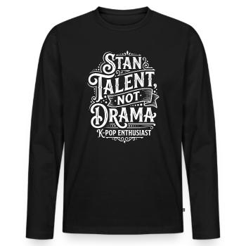 Talent au lieu de drame fan de K-Pop - T-shirt manches longues Premium bio Homme - noir - Devant - Nico (187cm)