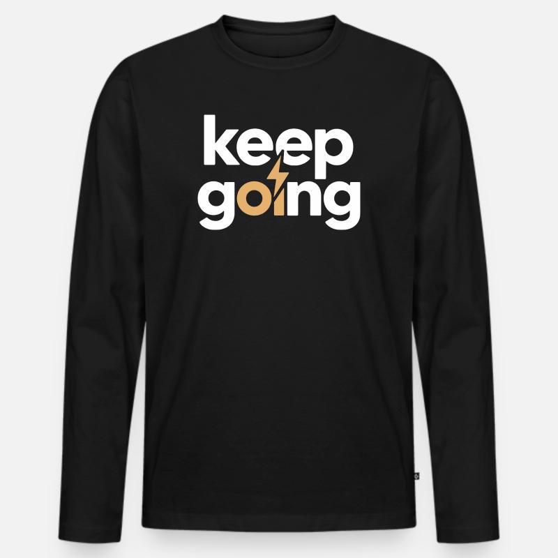 Keep Going - Motivation & Energie Blitz - Männer Premium Bio Langarmshirt - Schwarz