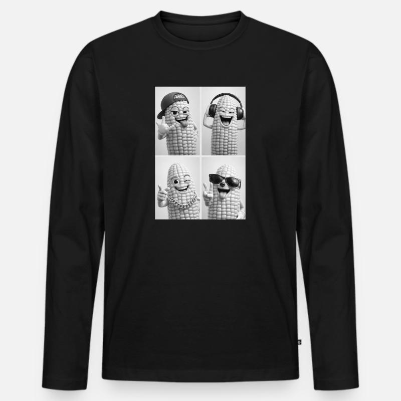 Corn - Männer Premium Bio Langarmshirt - Schwarz