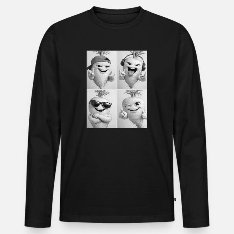 Turnip - Männer Premium Bio Langarmshirt - Schwarz