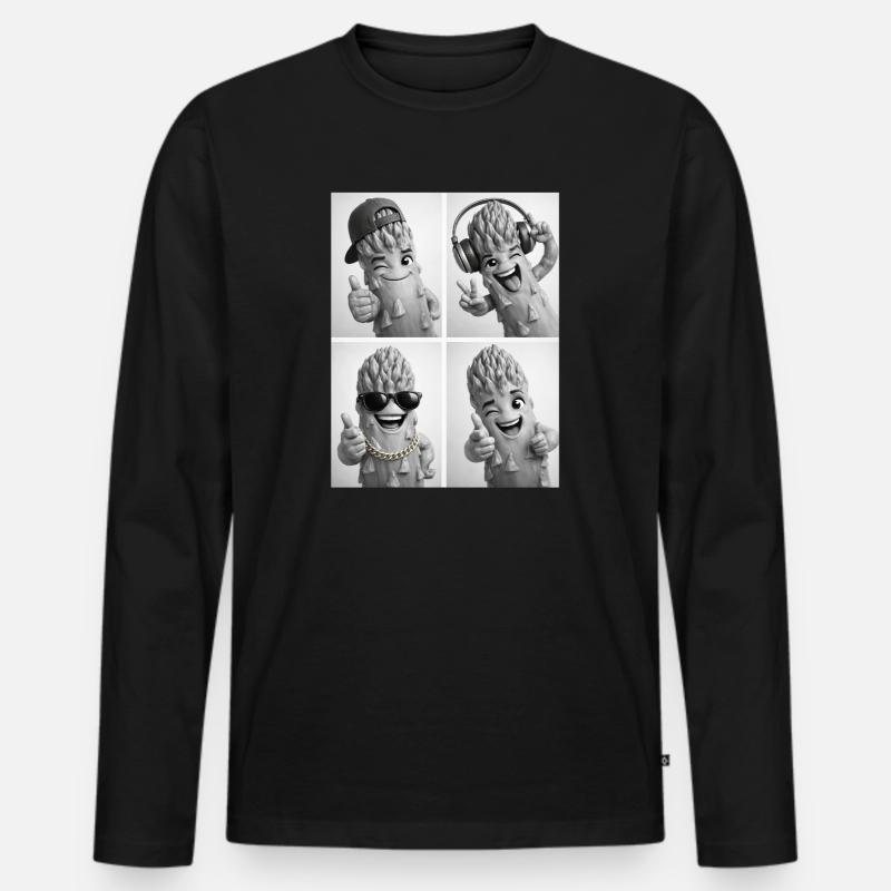 Asparagus - Männer Premium Bio Langarmshirt - Schwarz