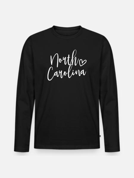 North Carolina Heart Kvinders Kærlighed North Carolina - Premium økologisk langærmet T-shirt til mænd - sort