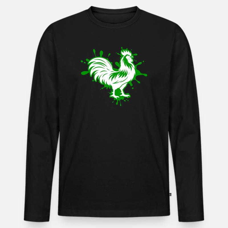 Hahn Klecks - Männer Premium Bio Langarmshirt - Schwarz