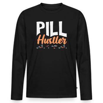 Pill Hustler Pharmacien Technicien en pharmacie - T-shirt manches longues Premium bio Homme - noir - Devant - Nico (187cm)