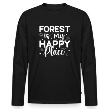 La forêt de champignons morelle est mon endroit heureux champignon - T-shirt manches longues Premium bio Homme - noir - Devant - Nico (187cm)