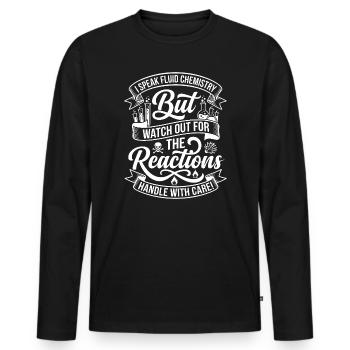 Chemistry saying: Observe reactions - Men's Premium Organic Long Sleeve Shirt - black - Front - Nico (187cm)