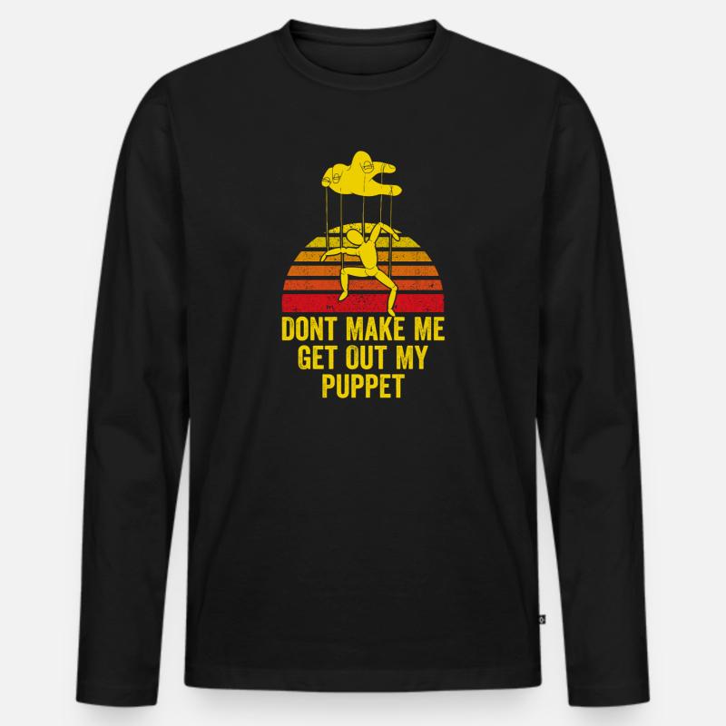 Puppet On Strings Retro-Grafik - Männer Premium Bio Langarmshirt - Schwarz
