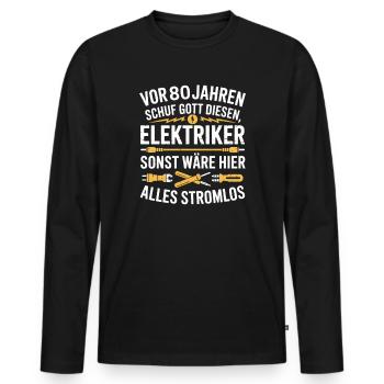 Technicien en électronique anniversaire dans les années 80 Électricien électrique - T-shirt manches longues Premium bio Homme - noir - Devant - Nico (187cm)