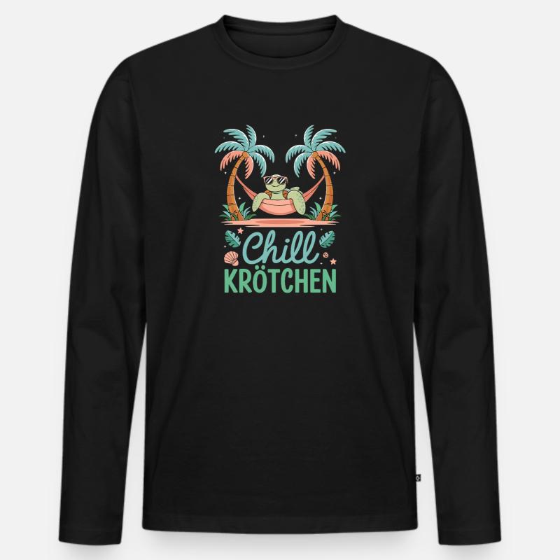 Chill Toad Cool Turtle In Hammock - Men's Premium Organic Long Sleeve Shirt - black