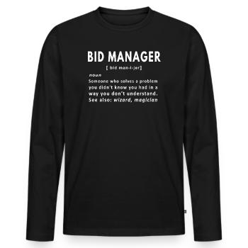 Définition du nom drôle du gestionnaire d’enchères - T-shirt manches longues Premium bio Homme - noir - Devant - Nico (187cm)