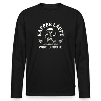Coffee is running – That's my cardio saying - Men's Premium Organic Long Sleeve Shirt - black - Front - Nico (187cm)