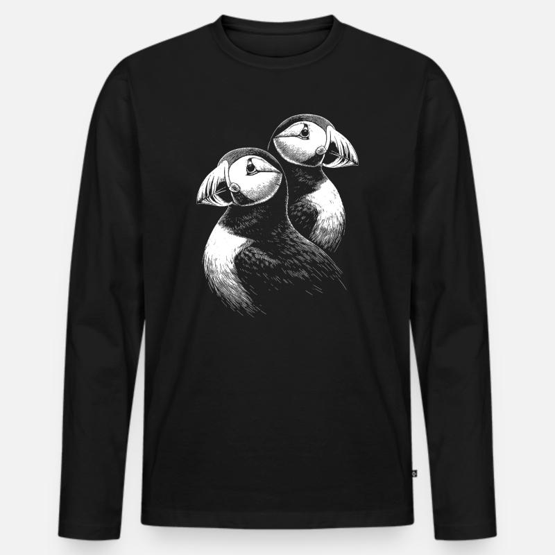 Papageitaucher - Männer Premium Bio Langarmshirt - Schwarz